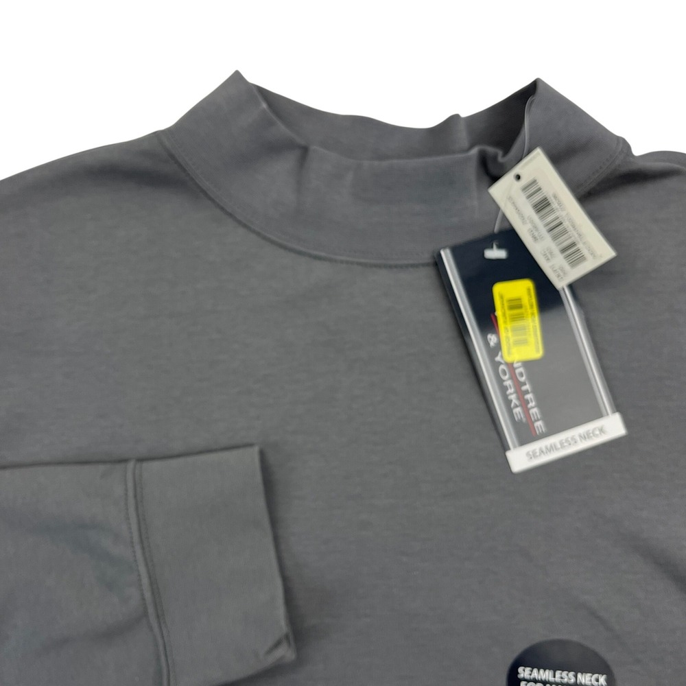 Roundtree & Yorke Mens Large Gray Seamless Mock Neck Long Sleeve Shirt NWT